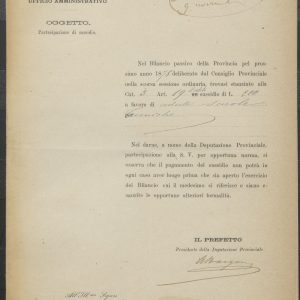 Carteggio con la Deputazione provinciale