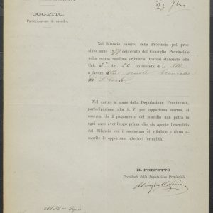 Carteggio con la Deputazione provinciale