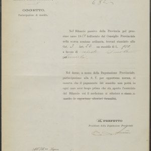 Carteggio con la Deputazione provinciale