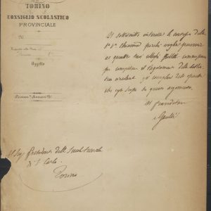 Carteggio con la Prefettura del Consiglio scolastico provinciale di Torino
