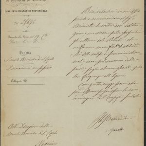 Carteggio con la Prefettura del Consiglio scolastico provinciale di Torino