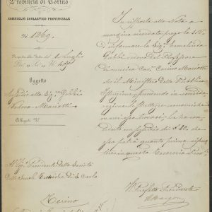 Carteggio con la Prefettura del Consiglio scolastico provinciale di Torino