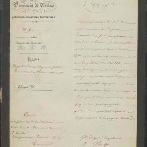 Carteggio con la Prefettura del Consiglio scolastico provinciale di Torino